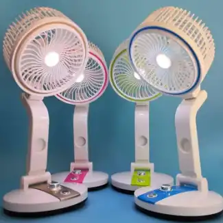 Rechargeable Folding Table Fan with Led Light
