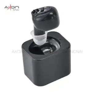 Rechargeable black mini hearing aid. 6 months waranty.